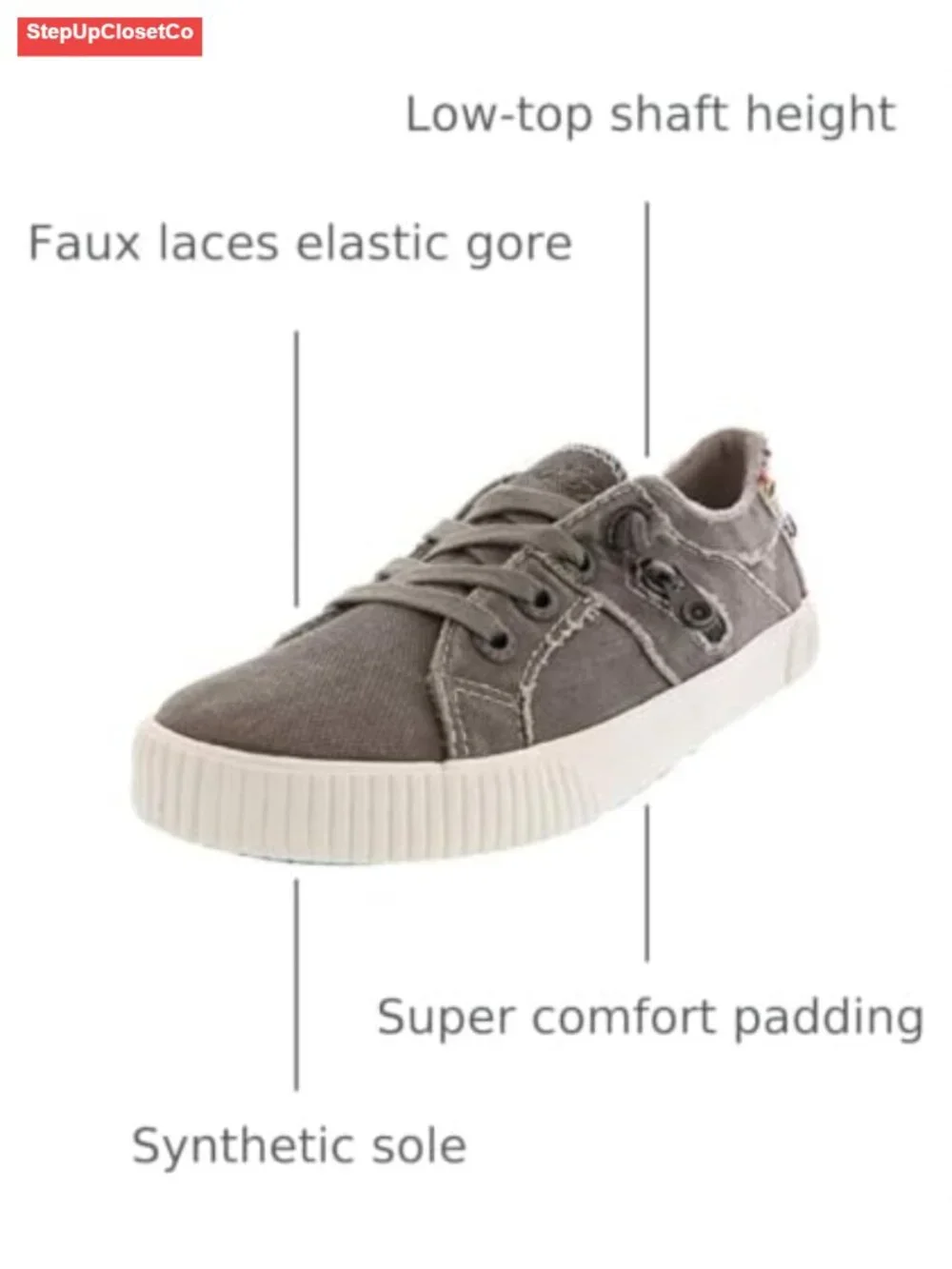 Women's Fashion Sneakers with Memory Foam Sole, Faux Laces, Elastic Gore,